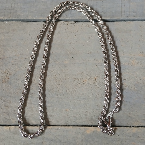 White Gold 14KGP Thick Rope Chain Necklace 22" - Picture 5 of 10